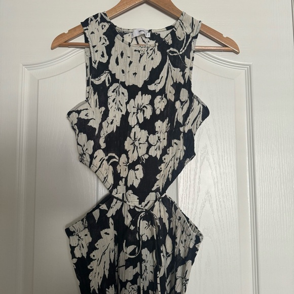 Mango side slit dress in black and white floral print size L - Picture 10 of 12
